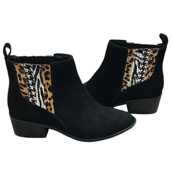 CROWN VINTAGE Tolana black suede animal print ankle booties size 8.5 - Picture 16 of 16